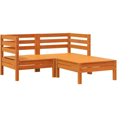 vidaXL Corner Sofa 2 place Solid pine wood Brun cire 2-seater – image 1
