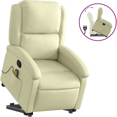 vidaXL Fauteuil inclinable crème cuir véritable – 167520 – image 1