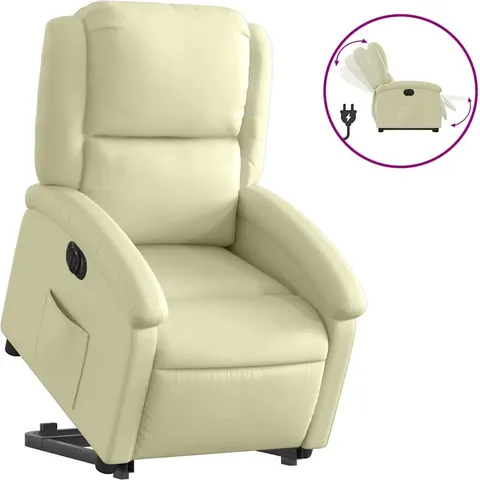 vidaXL Fauteuil inclinable électrique crème cuir véritable – 167605 – image 1