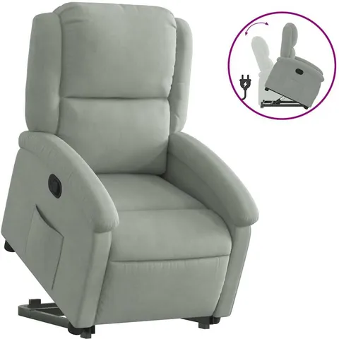 vidaXL Fauteuil inclinable Gris clair Velours – 167889 – image 1