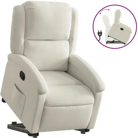 vidaXL Fauteuil inclinable Crème Velours – 167971 – image 1