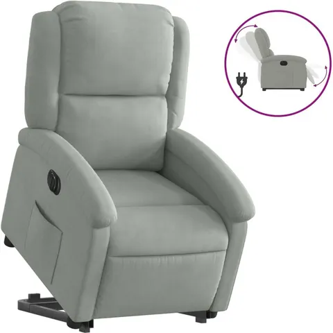 vidaXL Fauteuil inclinable électrique gris clair velours – 168107 – image 1