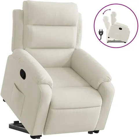 vidaXL Fauteuil inclinable Crème Velours – 175891 – image 1