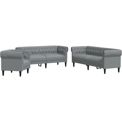 vidaXL Ensemble de canapés 3 pcs gris clair tissu – 288829 – image 1