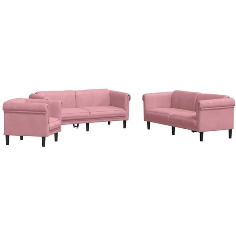 vidaXL Ensemble de canapés 3 pcs rose velours – 289031 – image 1