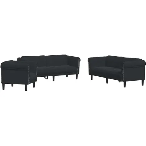 vidaXL Ensemble de canapés 3 pcs noir velours – 289055 – image 1