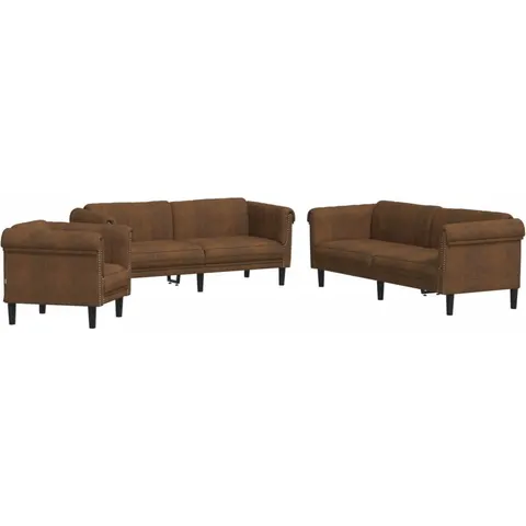 vidaXL Ensemble de canapés 3 pcs marron velours – 289093 – image 1