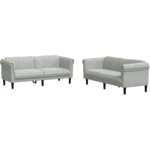 vidaXL Ensemble de canapés 2 pcs gris clair velours – 289109 – image 1