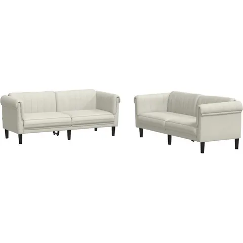 vidaXL Ensemble de canapés 2 pcs crème velours – 289178 – image 1