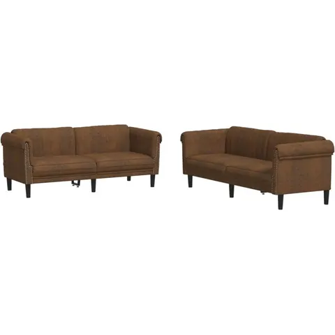 vidaXL Ensemble de canapés 2 pcs marron velours – 289192 – image 1