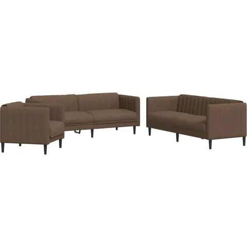 vidaXL Ensemble de canapés 3 pcs marron tissu – 289284 – image 1
