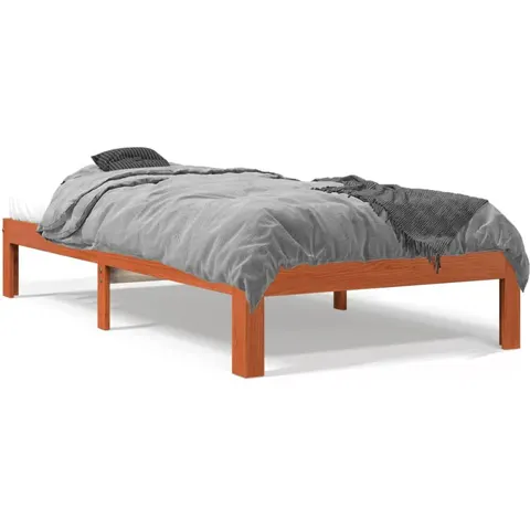 vidaXL Bed Frame Brun cire 100 x 200 cm Solid pine wood – image 1