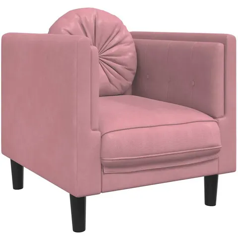 vidaXL Fauteuil avec coussin rose velours – image 1