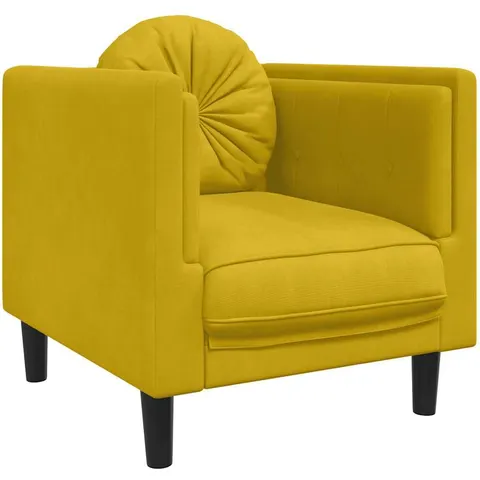 vidaXL Fauteuil avec coussin jaune velours – image 1