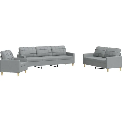 vidaXL Ensemble de canapés 3 pcs gris clair tissu – 602788 – image 1