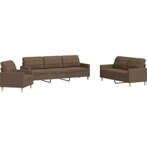 vidaXL Ensemble de canapés 3 pcs marron tissu – 602818 – image 1