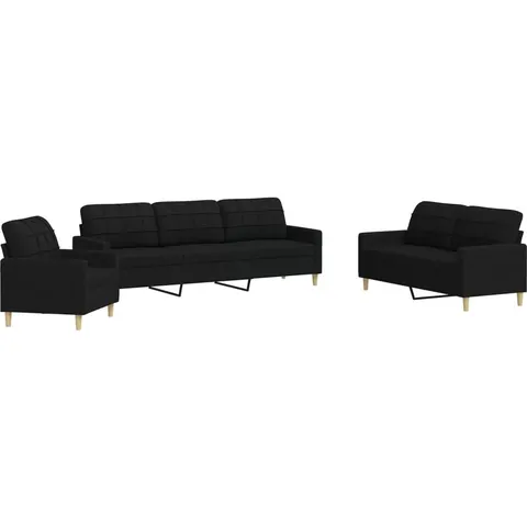 vidaXL Ensemble de canapés 3 pcs noir tissu – 602825 – image 1