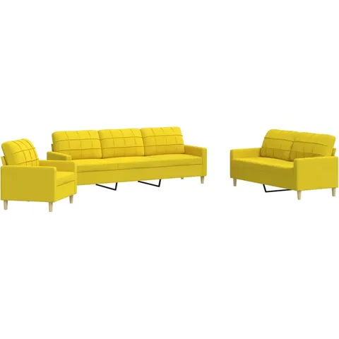 vidaXL Ensemble de canapés 3 pcs jaune clair tissu – 602832 – image 1