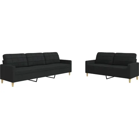 vidaXL Ensemble de canapés 2 pcs noir tissu – 603143 – image 1