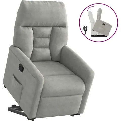 vidaXL Fauteuil inclinable gris clair tissu microfibre – 960703 – image 1