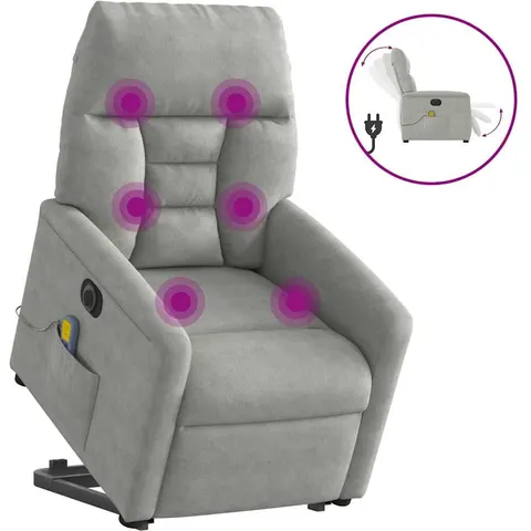 vidaXL Fauteuil inclinable de massage électrique gris clair – 960918 – image 1