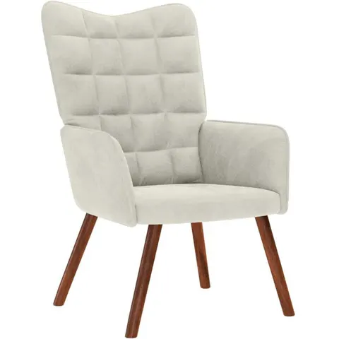 vidaXL Chaise de relaxation crème velours – image 1