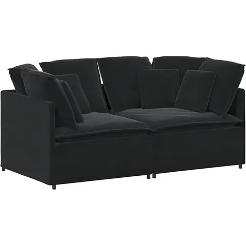 vidaXL Canapé modulable avec coussins velours noir – image 1