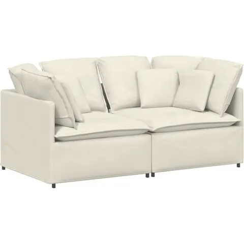 vidaXL Canapé modulable avec coussins velours crème – image 1