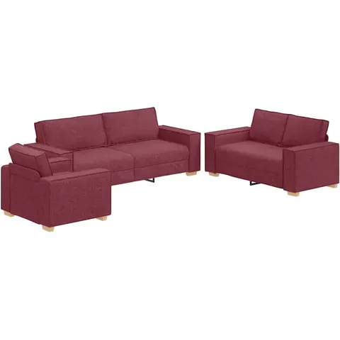 vidaXL Canapé 3 pc Bordeaux tissu – 677914 – image 1