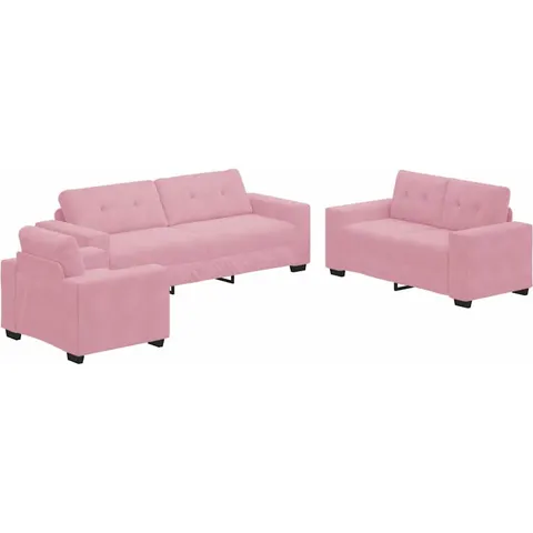 vidaXL Ensemble de Canapés 3 pc Rose Velours – image 1