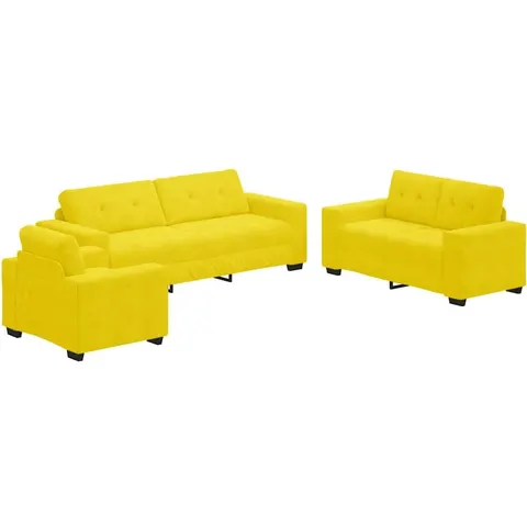 vidaXL Ensemble de Canapés 3 pc Jaune Velours – image 1