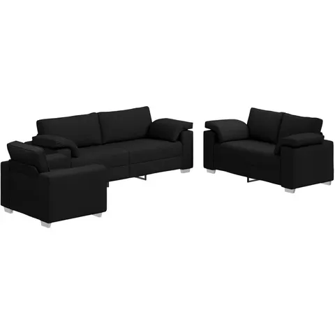vidaXL Canapé 3 pc Noir tissu – 678393 – image 1