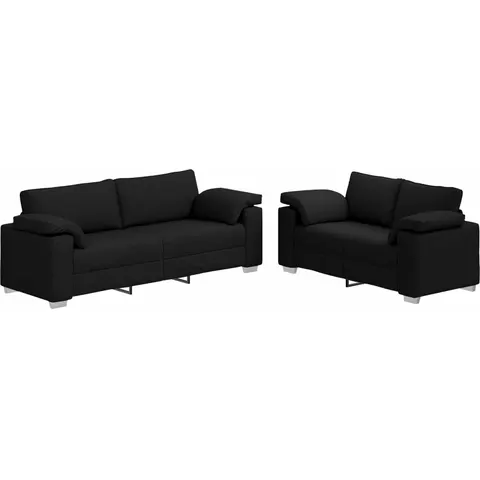 vidaXL Canapé 2 pc Noir tissu – image 1
