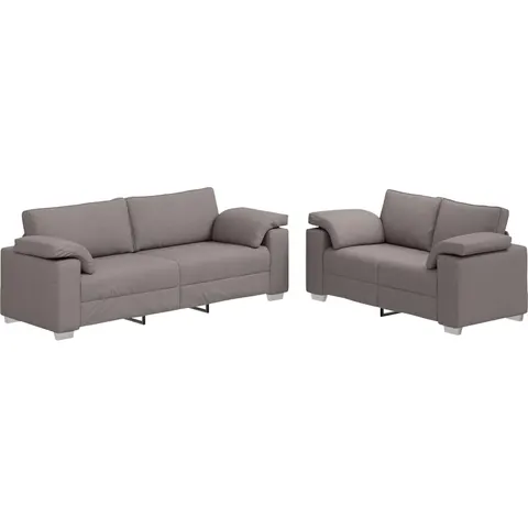 vidaXL Canapé 2 pc Taupe tissu – image 1