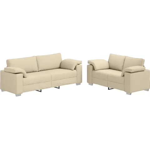 vidaXL Canapé 2 pc Crème tissu – image 1