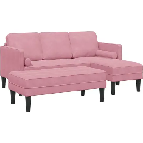 vidaXL Ensemble de Canapés 2 pc Rose Polyester – image 1