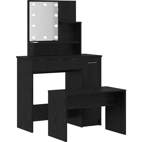 vidaXL Ensemble de table de maquillage LED 2 pc Chêne noir – 839336 – image 1