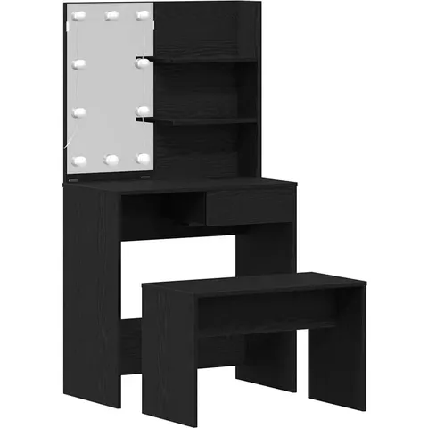 vidaXL Ensemble de table de maquillage LED 2 pc Chêne noir – 840578 – image 1