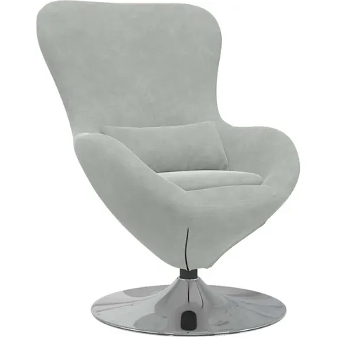 vidaXL Fauteuil œuf Gris clair Velours – image 1