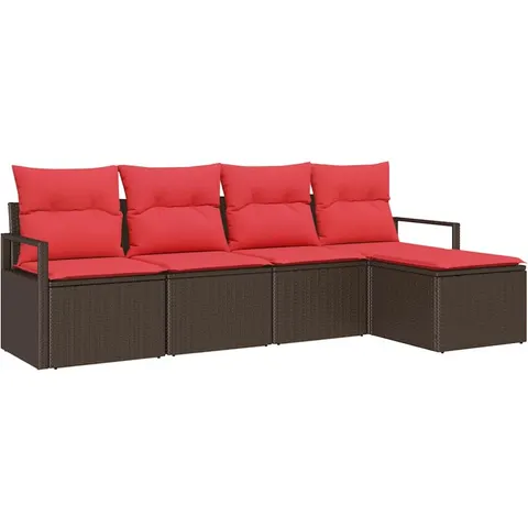vidaXL Ensemble de Canapés 5 pc Marron et rouge polyrotin – 352842 – image 1
