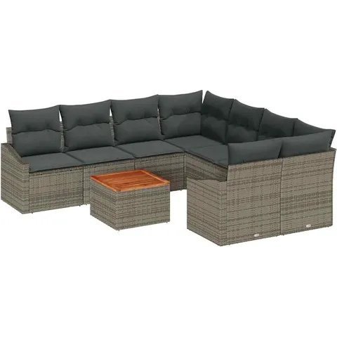 vidaXL Ensemble de canapé de jardin 9 pc Gris polyrotin – 367518 – image 1