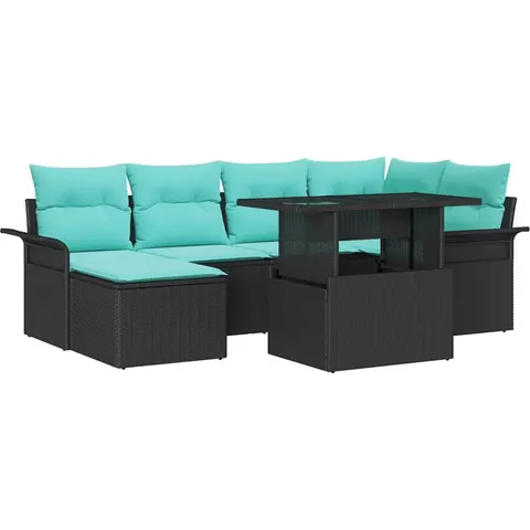 vidaXL Ensemble de canapé de jardin 7 pc Noir – 372628 – image 1