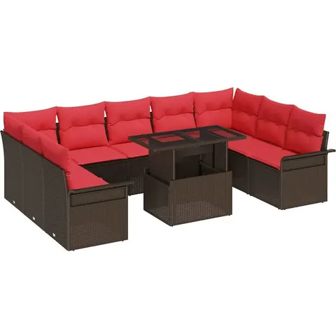 vidaXL Ensemble de canapé de jardin 10 pc Marron – 372901 – image 1
