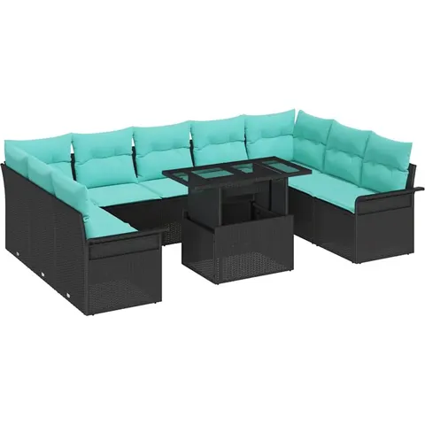 vidaXL Ensemble de canapé de jardin 10 pc Noir – 372925 – image 1
