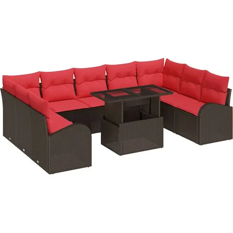 vidaXL Ensemble de canapé de jardin 10 pc Marron Poly rotin – 376503 – image 1