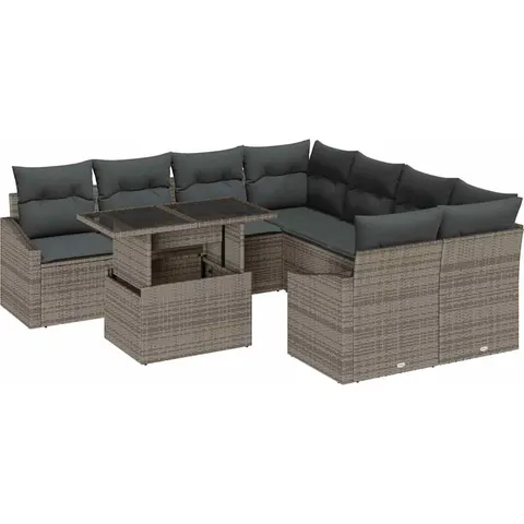 vidaXL Ensemble de canapé de jardin 9 pc Gris polyrotin – 379153 – image 1