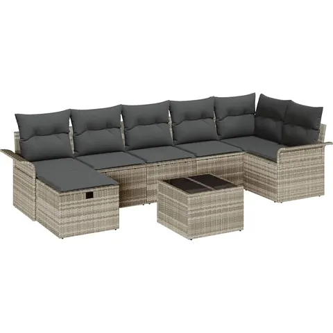 vidaXL Ensemble de canapé de jardin 8 pc Gris clair polyrotin – 391148 – image 1