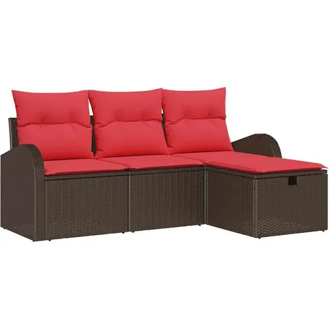 vidaXL Ensemble de canapé de jardin 4 pc Marron polyrotin – 405043 – image 1
