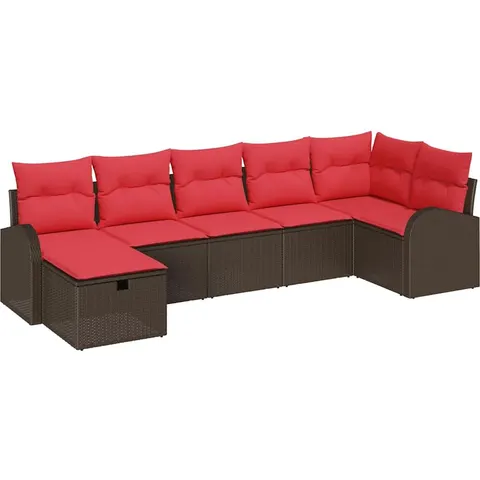 vidaXL Ensemble de canapé de jardin 7 pc Marron polyrotin – 405548 – image 1
