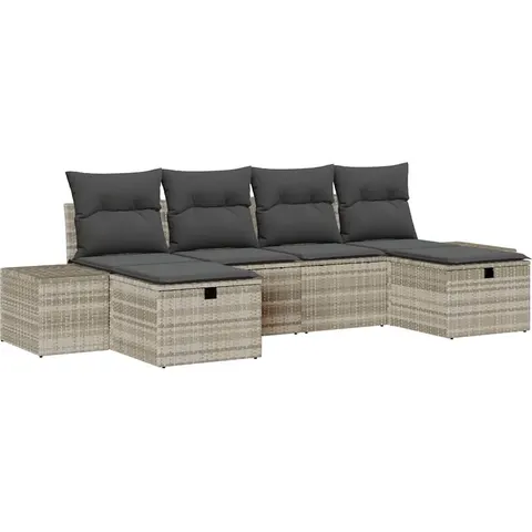 vidaXL Ensemble de canapé de jardin 6 pc Gris clair polyrotin – 408723 – image 1